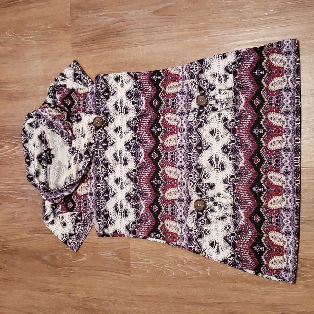 (L) Papillon Patterned Sweater Dress / Top Cozy Cowl Neck Nordic Casual Cabin